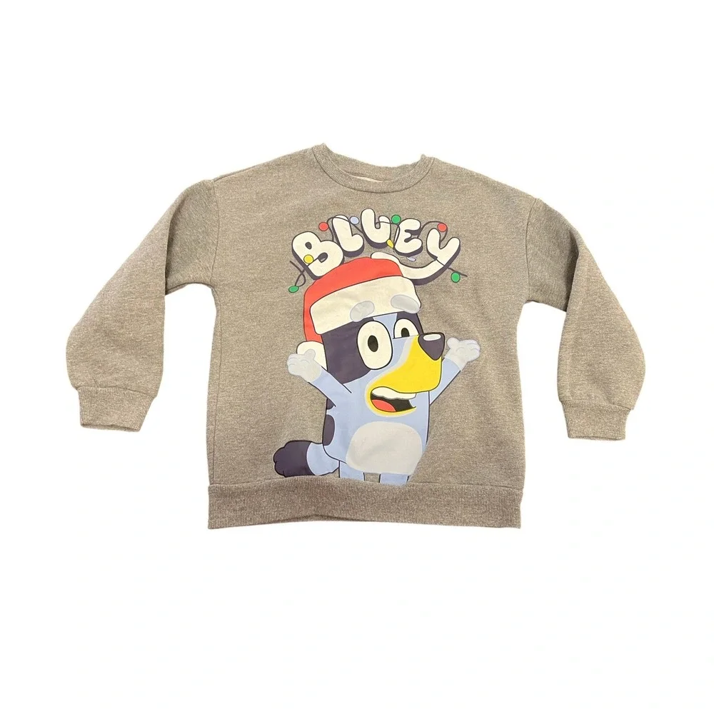 Bluey Christmas Sweatshirt Sweatpants Set Gray‎ Holiday Bingo Kids Size 6/7